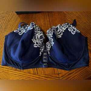 Adore Me Navy Blue Floral Lace Bra